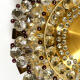 Mid Century Modern ceiling lamp made of glass stones and brass frame