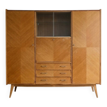 Vintage 1950s wooden secretary cabinet