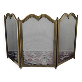 Three-panel solid brass fire screen