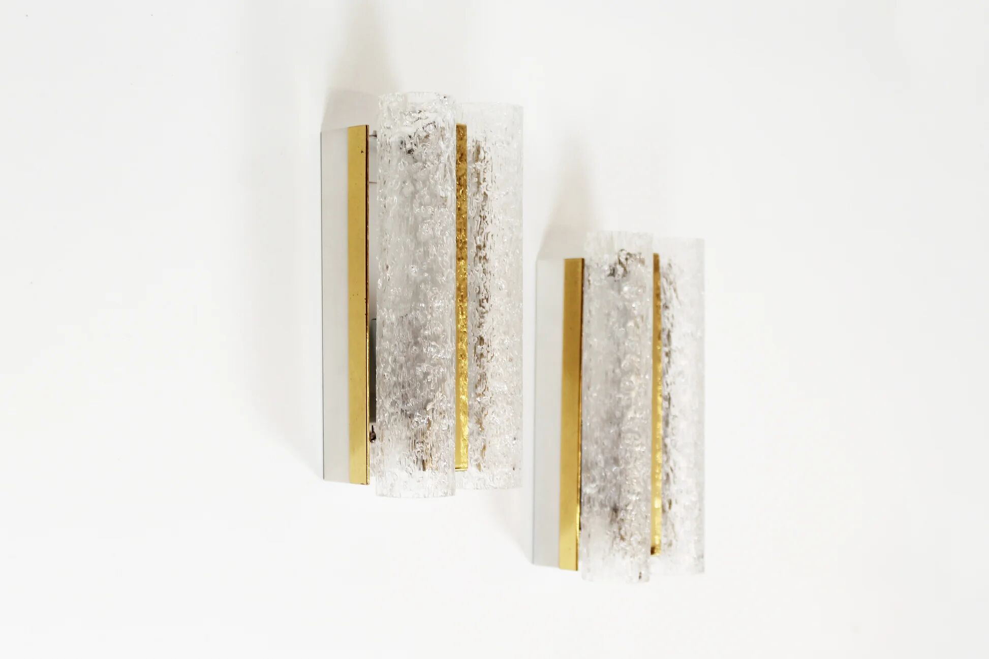 Pair of wall lamps in brass and glass by Doria Leuchten