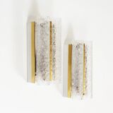 Pair of wall lamps in brass and glass by Doria Leuchten