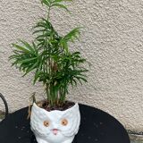 Cache pot owl glazed ceramic white slip earthenware siol Portugal