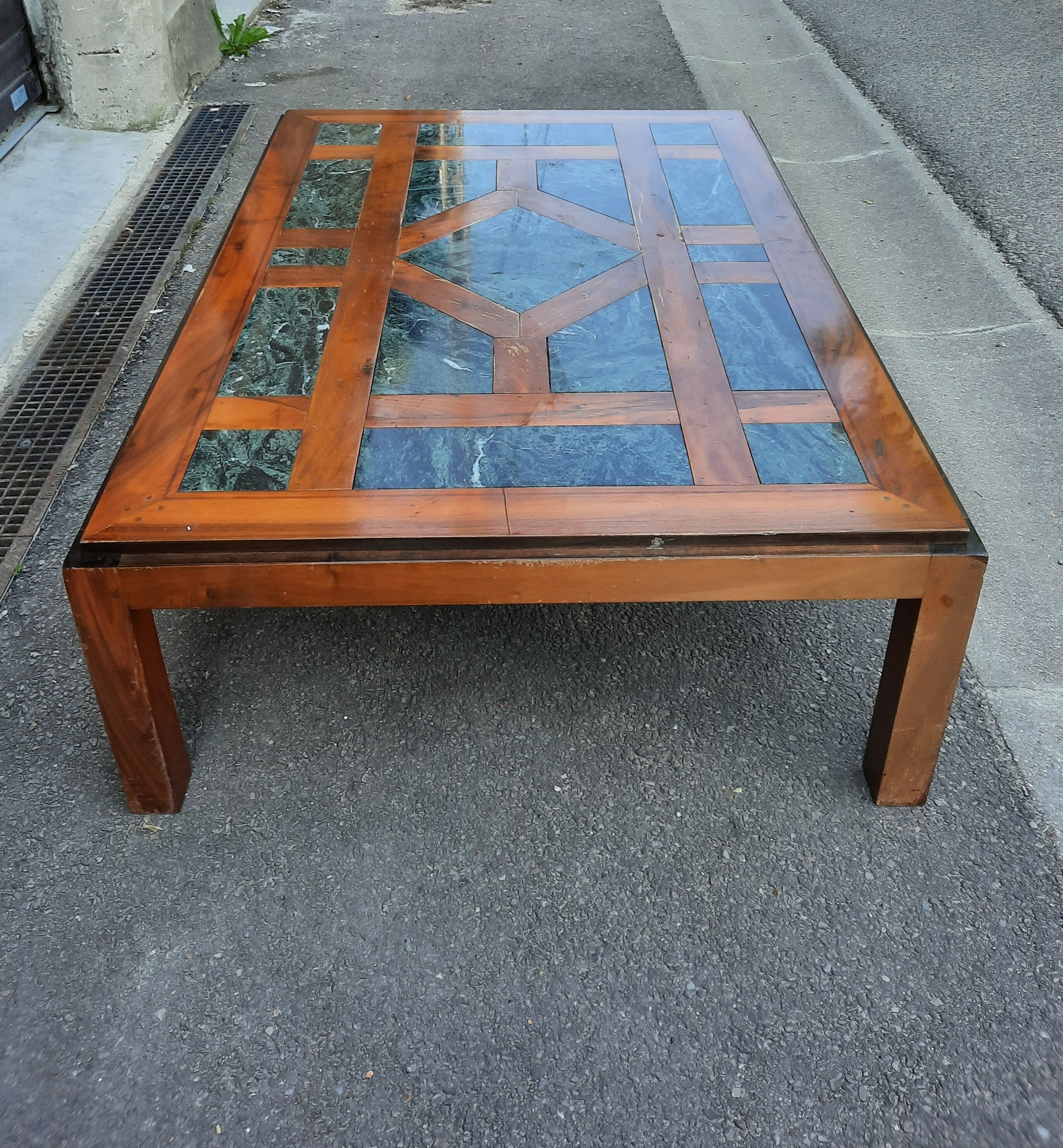 Contemporary coffee table wood and marble