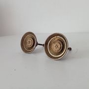 Pair of antique Empire furniture knobs from the 19th century in solid bronze.