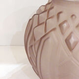 Art Deco ball vase, frosted violet glass