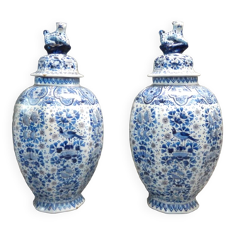 Delft.important pair of earthenware covered vases