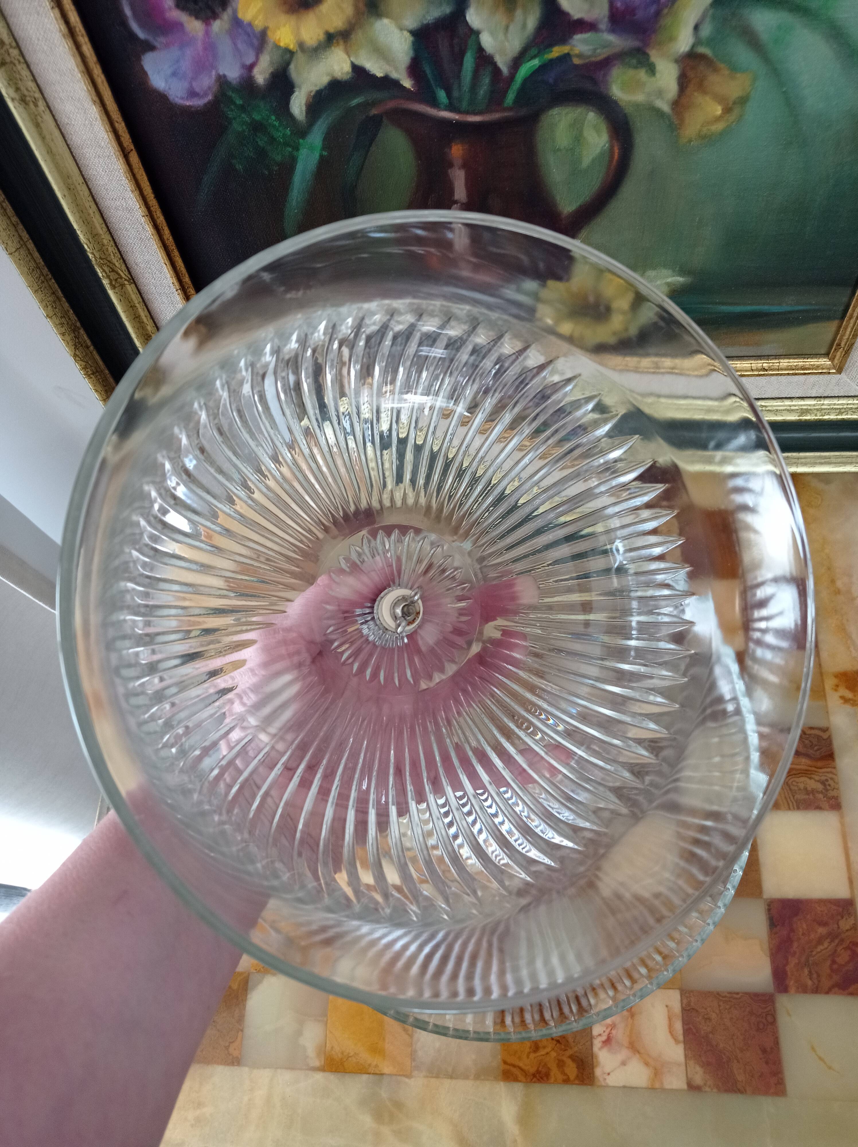 Vintage VMC Reims plat à gâteau et cloche en verre taillé