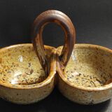 Saleron vintage en grès pyrité signature à identifier XXème