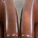 Set of 2 cognac-coloured cow leather club armchairs in English style