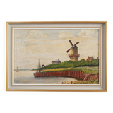 Painting „The Windmill above the Marina”, Scandinavian design, 1970s