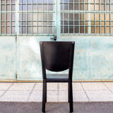 Black leather chairs by Enrico Pellizzoni, 1970s,