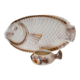 Plat à poisson & saucière en barbotine Sarreguemines vintage