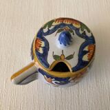 Mustard pot signed Henri Delcourt Hand painted Old Rouen early 20th century