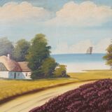 Painting „The Hut by the Sea”, Scandinavian design, 1970s