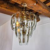 Black Veca chandelier 3 levels, Murano glass, Italy, 1970