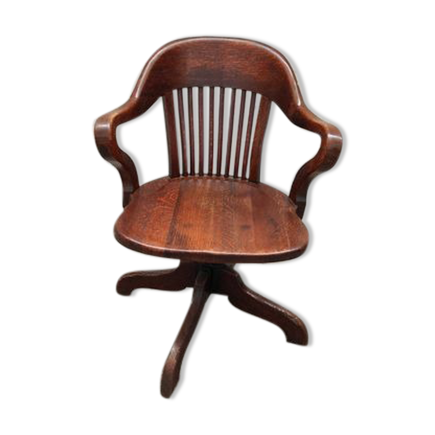 Old American office chair rounded around 1940 in oak