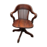 Ancien fauteuil de bureau américain arrondi vers 1940 en chêne