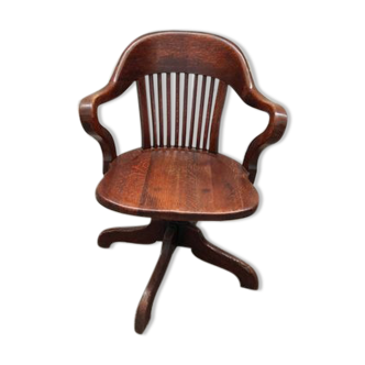 Old American office chair rounded around 1940 in oak