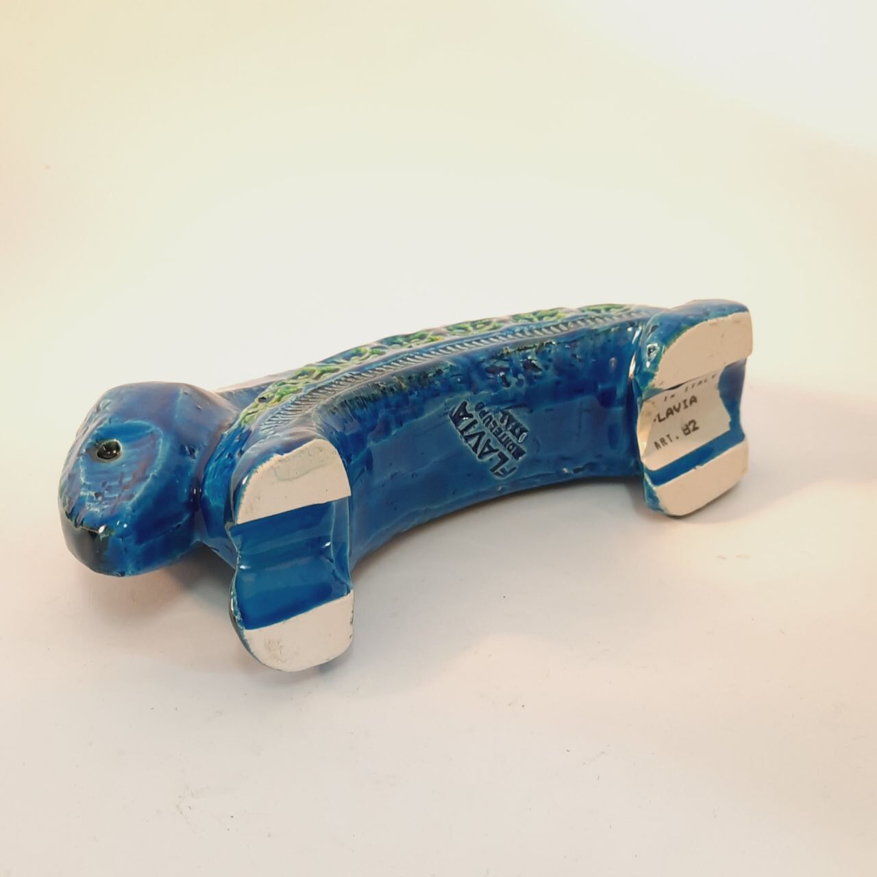 Rabbit statue, vintage, Aldo Londi for Bitossi, Rimini blue series