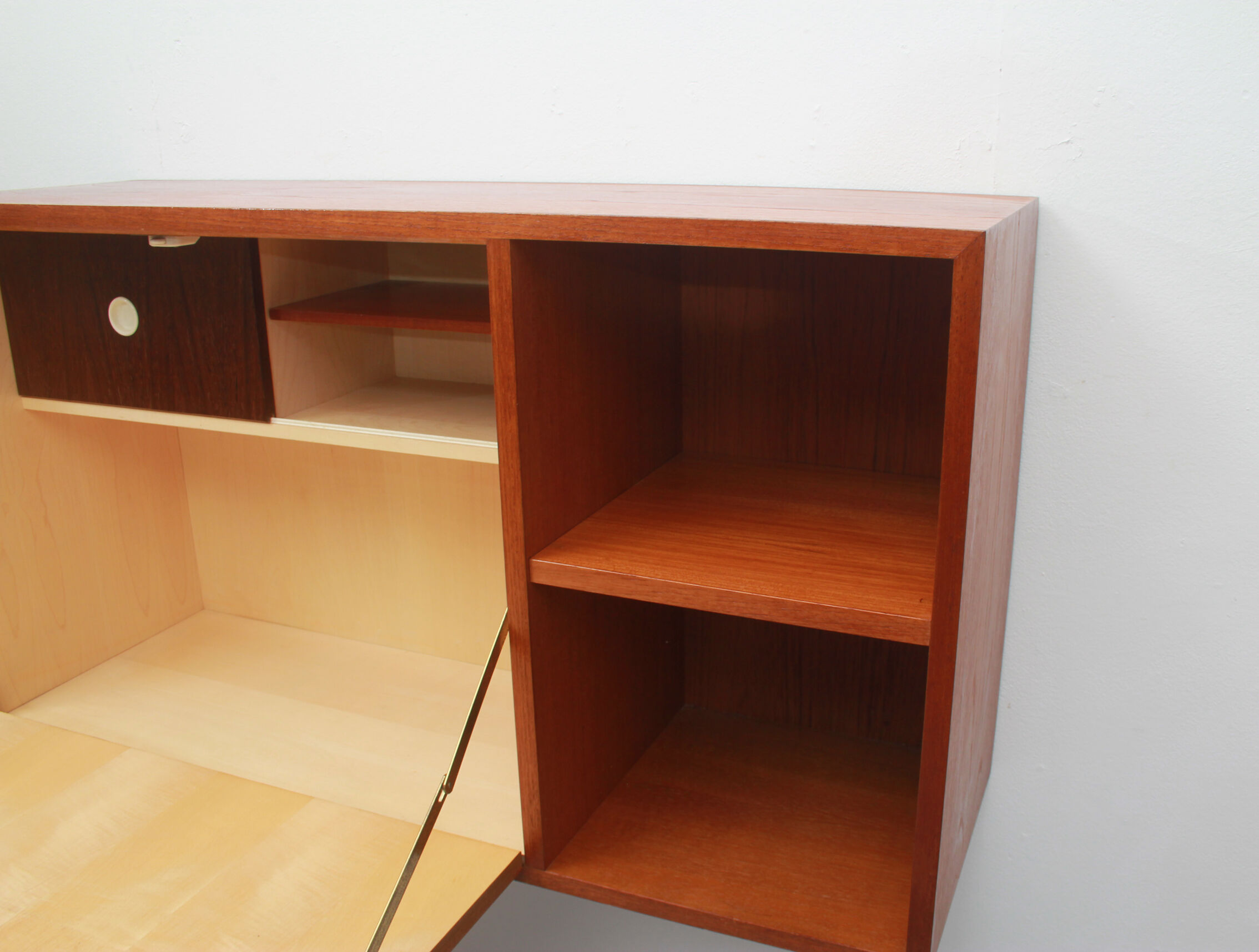 1960s floating wall secretary in teak