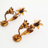 Pair of Vintage Gilt Flower Scones by Hans Kögl