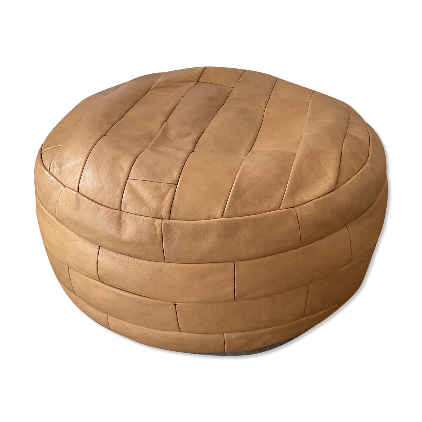 Patchwork ottoman in leather 70s