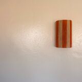 Orange and natural striped raffia wall light