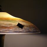 Lampe de table Muller Frères, France, avec pied en laiton et abat-jour en pâte de verre, style Art déco vers 1930