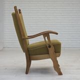 1970s, Scandinavian armchair, cotton/wool fabric, solid oak wood.