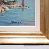 Old painting, oil on panel signed Roustin