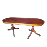 Table basse de style anglais en if pied à réparer avec plaque de verre de protection