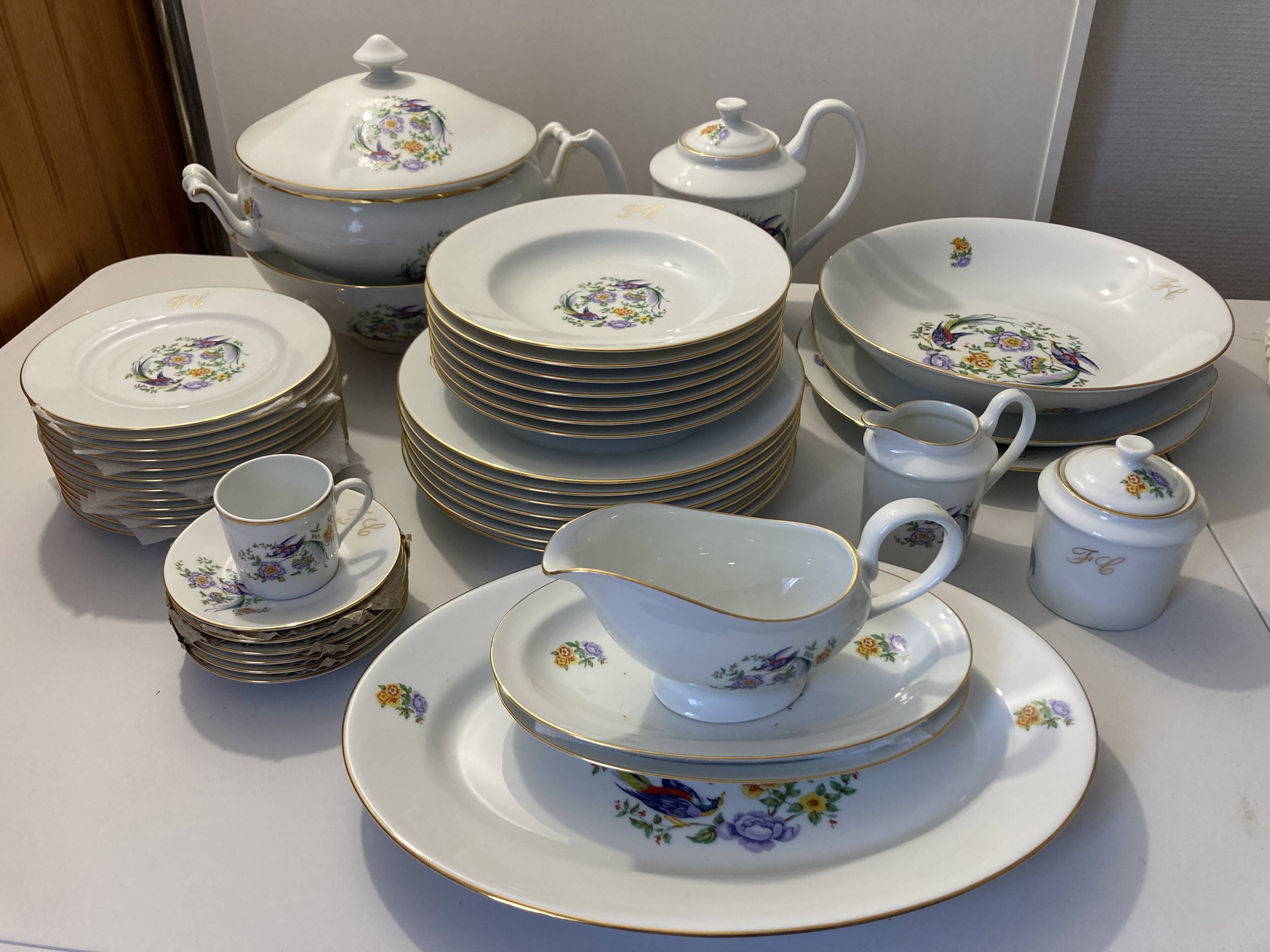 Limoges porcelain service paradise bird