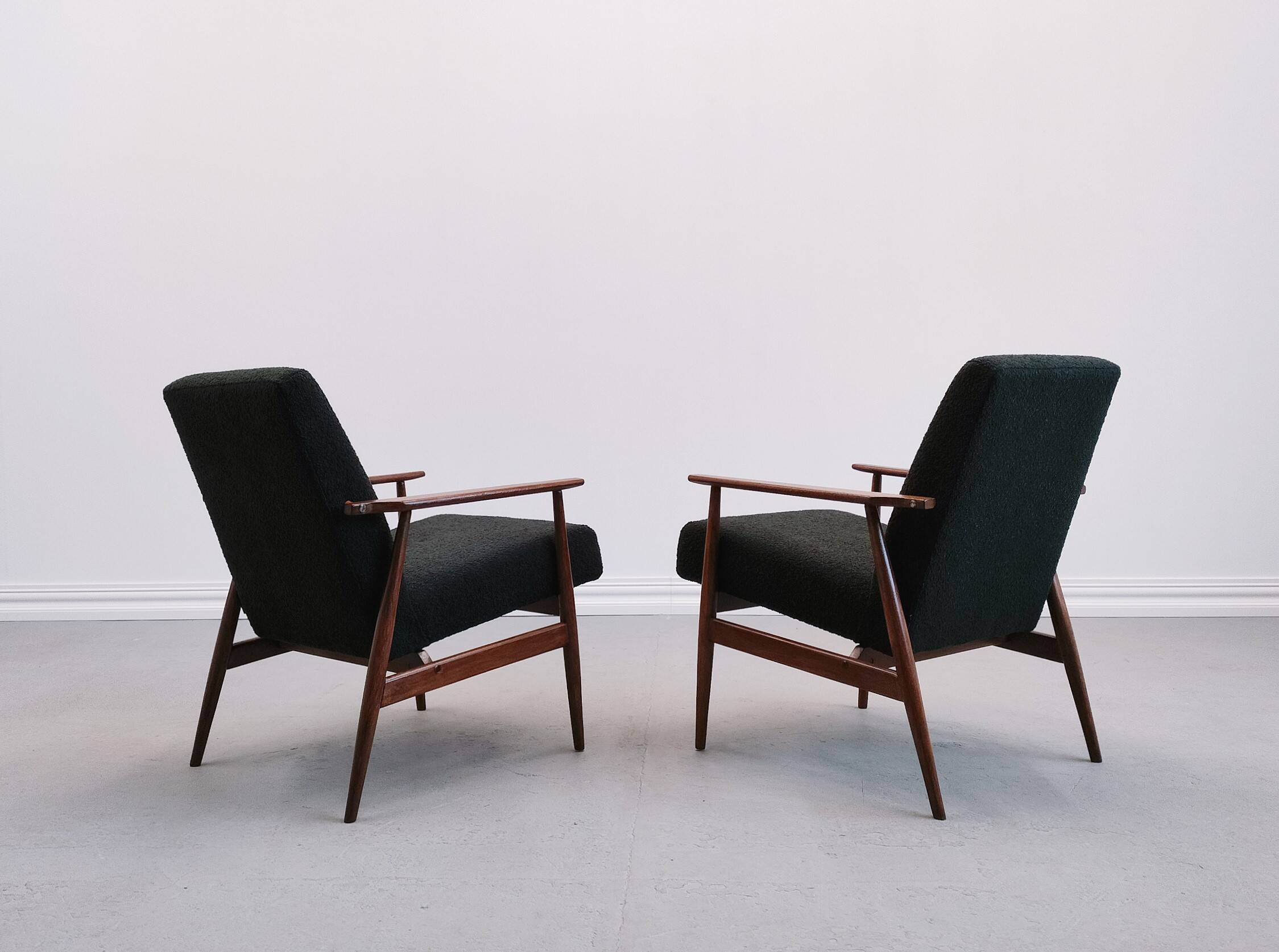 Henryk Lis armchair in black boucle 1960