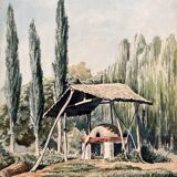 Old watercolor rural landscape dated 1885