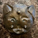 Bronze cat head ashtray