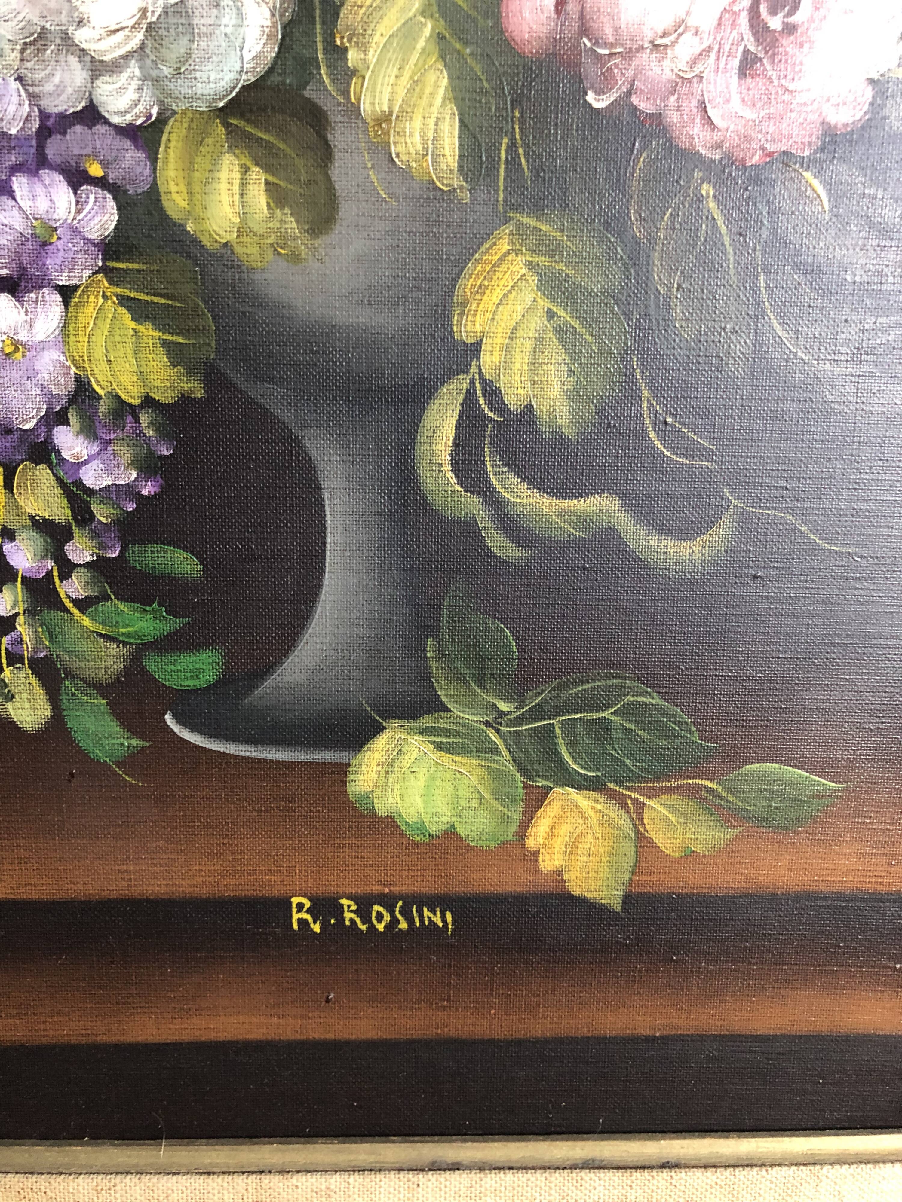 Oil on canvas painting of flowers