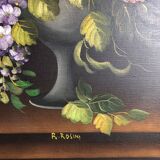 Oil on canvas painting of flowers