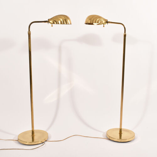 Paire de lampes coquillage en laiton, hauteur ajustable, 1960