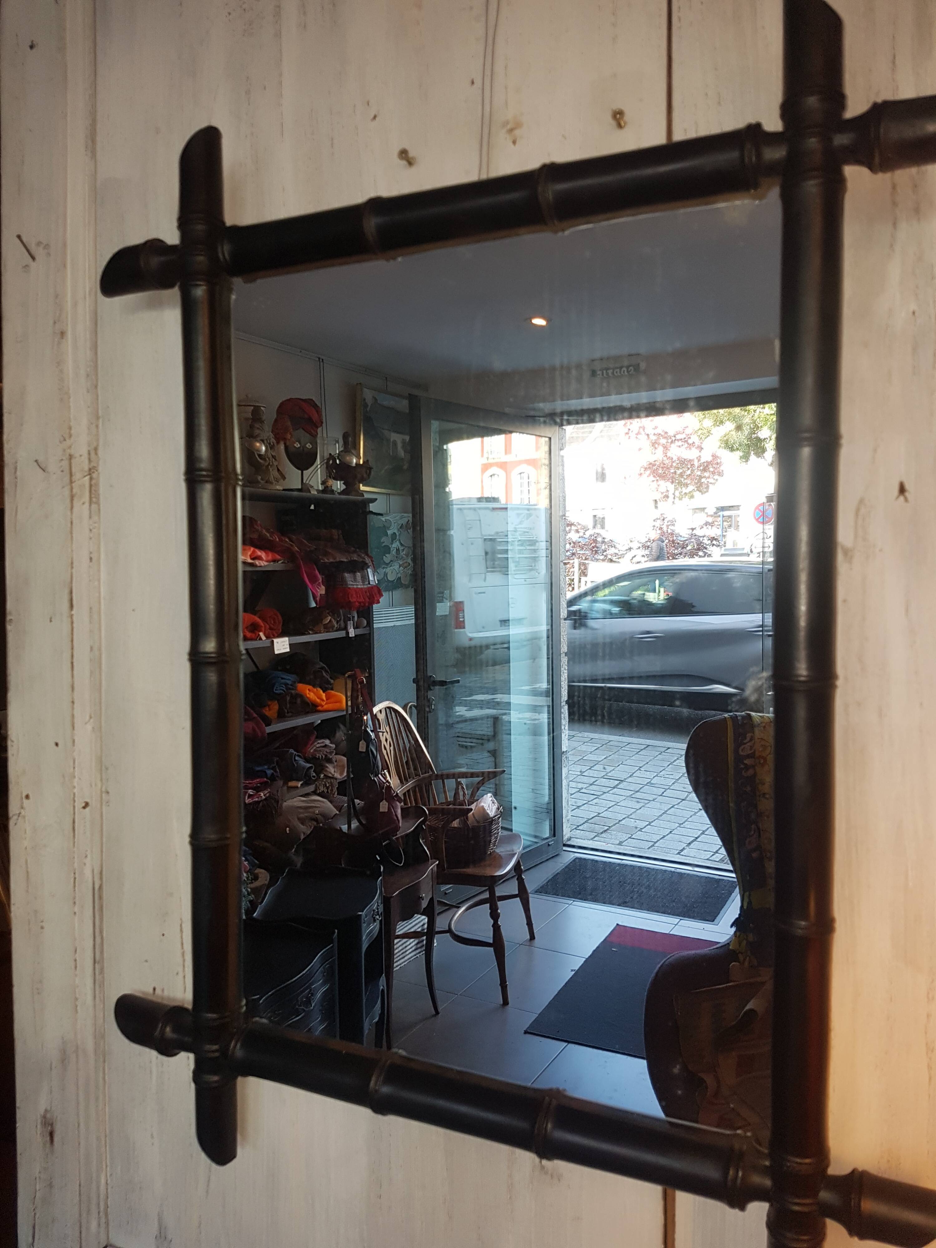 Black bamboo mirror 57x72cm