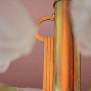 art deco suspension, 6-light Ezan glass globe chandelier, art deco bronze chandelier