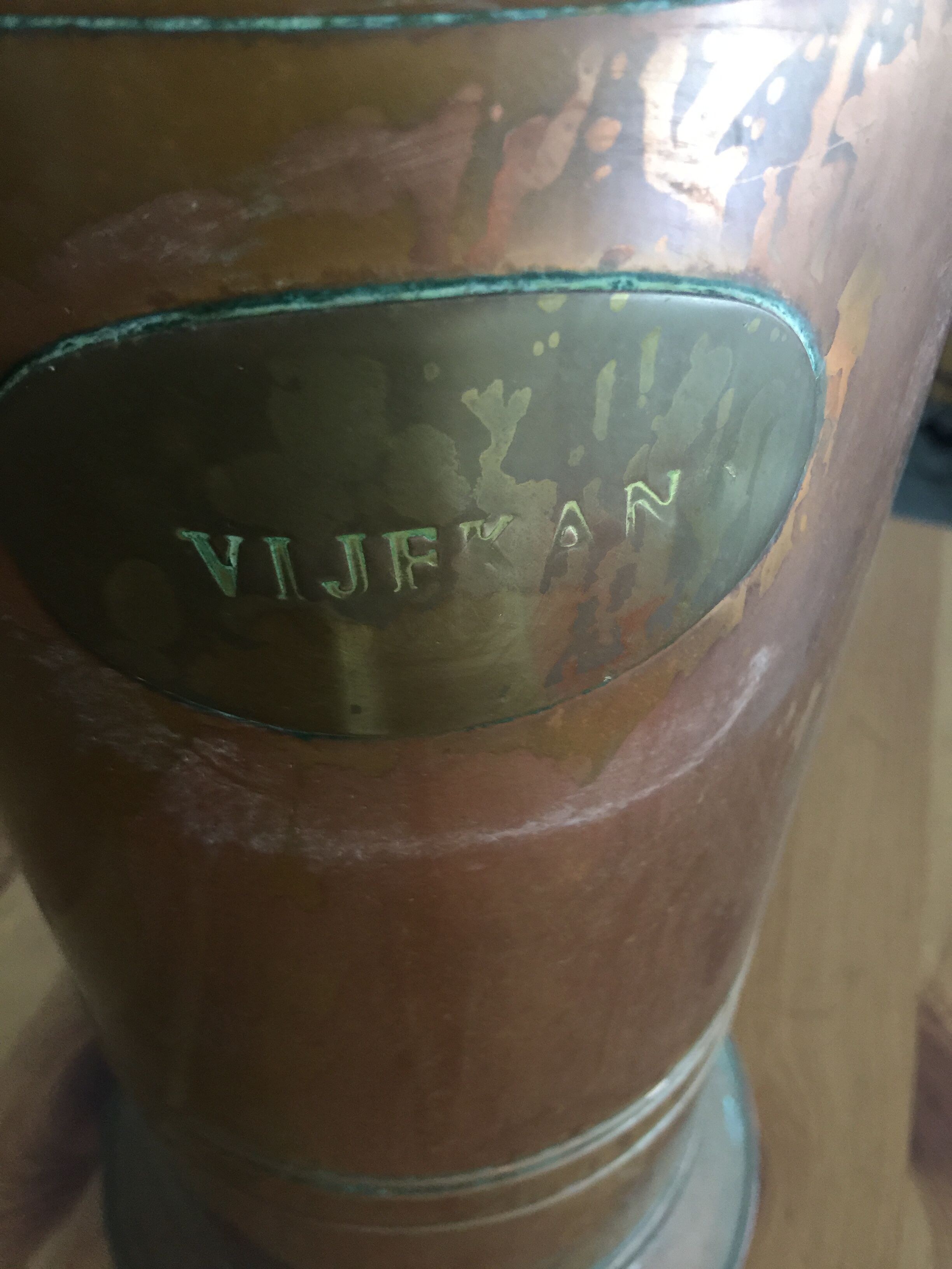 Vijfkan antique copper and brass coal bucket