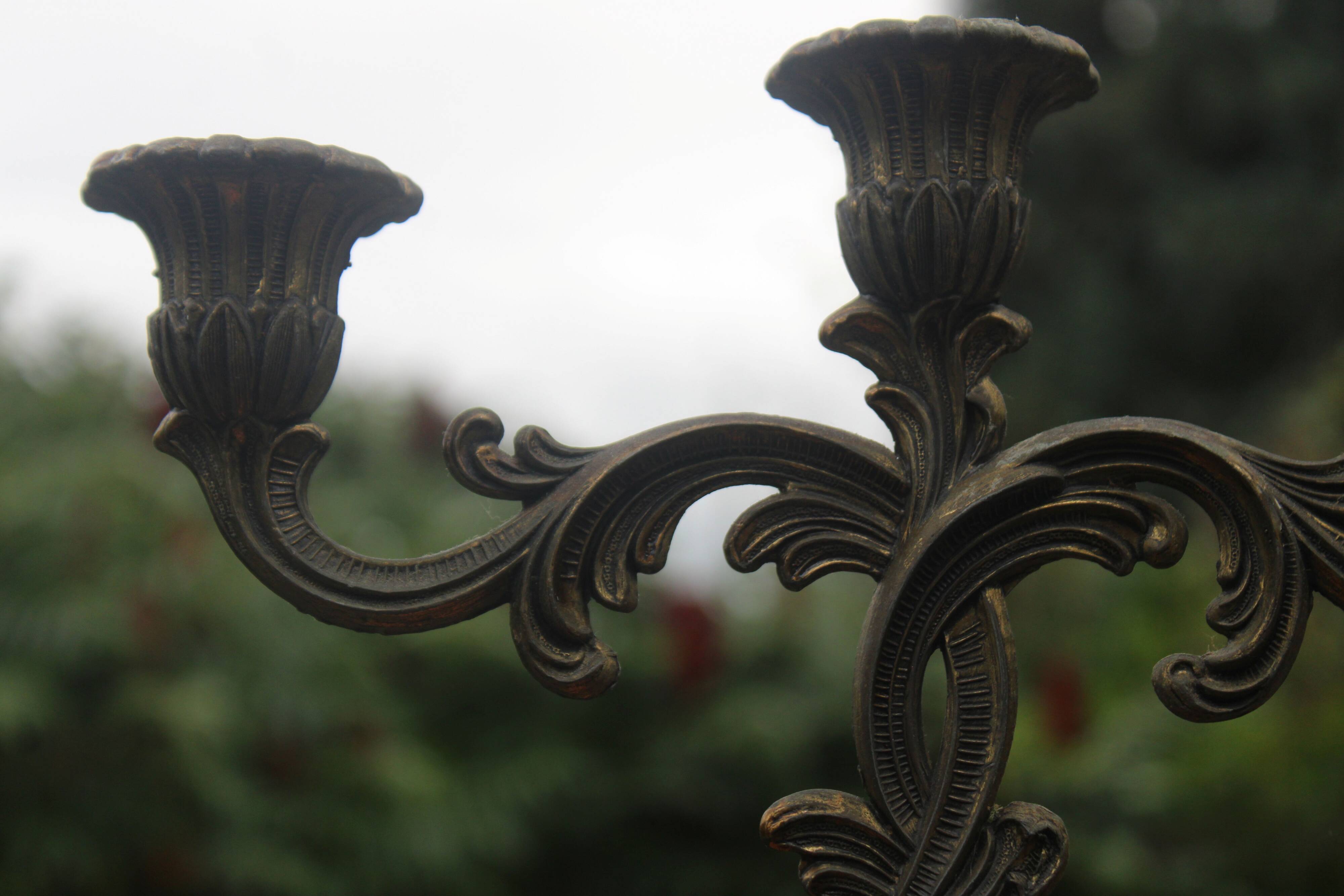 Pair of vintage candlesticks, baroque rococo style.