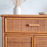 Vintage rattan sideboard from the 1970s.