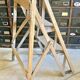 Old small painter's stepladder, wooden trade furniture, step stool