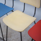 Set of 4 vintage chairs in metal and vinyl