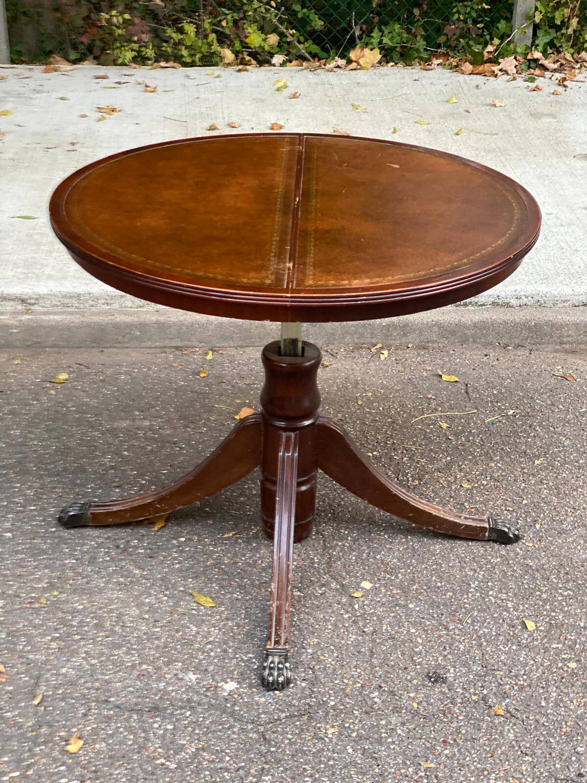 Table à manger ronde relevable et extensible avec pied central 90cm