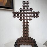 Crucifix sculpture Tramp Art 1900