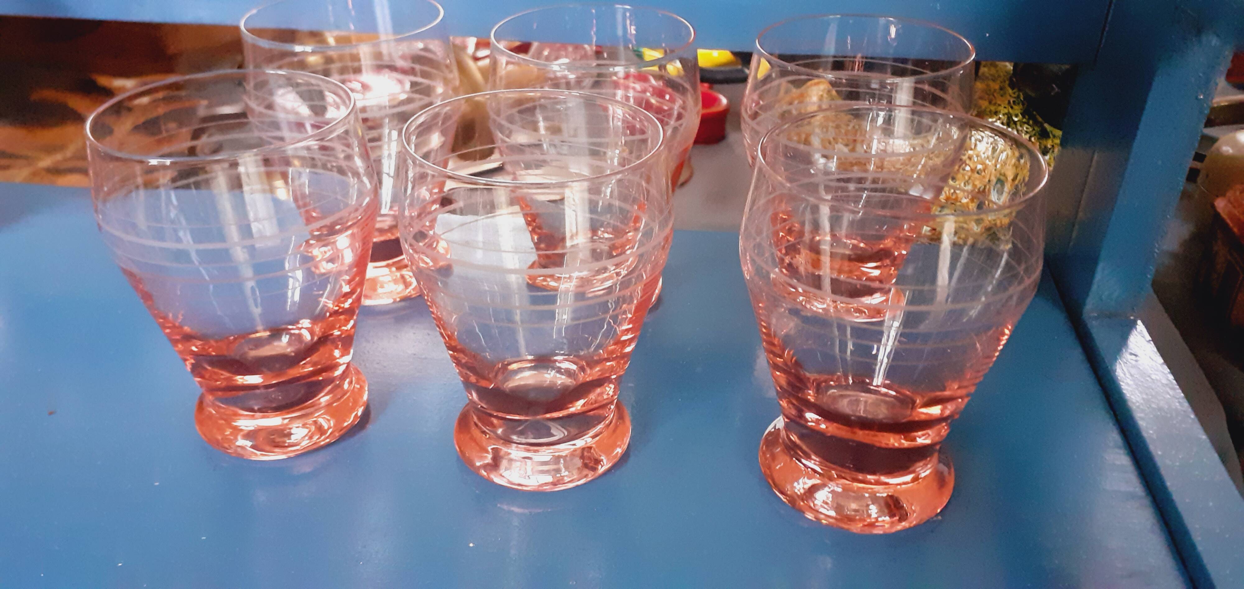 Set of 11 Art Deco water glasses from the 1940s