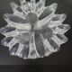 Large glass candle holder in iceberg brutalist style.
