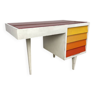 Sixties desk in wood and glass